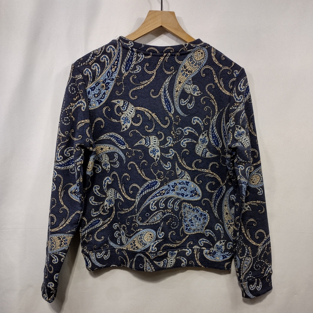 H&M Paisley Sweatshirt Women's S Blue Artsy Boho Retro 90s Y2K Outdoor - Picture 5 of 8